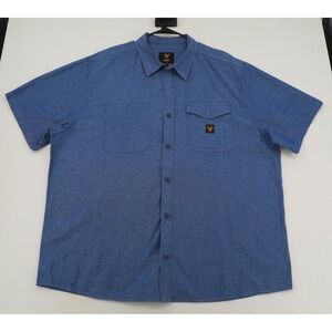 Hawx Work Gear Mens 2XL Blue Short Sleeve Button Down Cotton Work Shirt RN138823